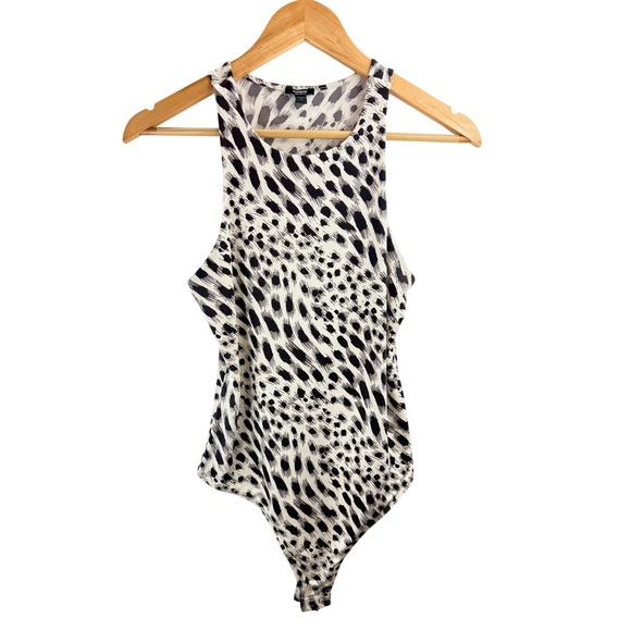 Express Tops - EXPRESS Body Contour Bodysuit Black White Animal Print Size S Feminine Chic City